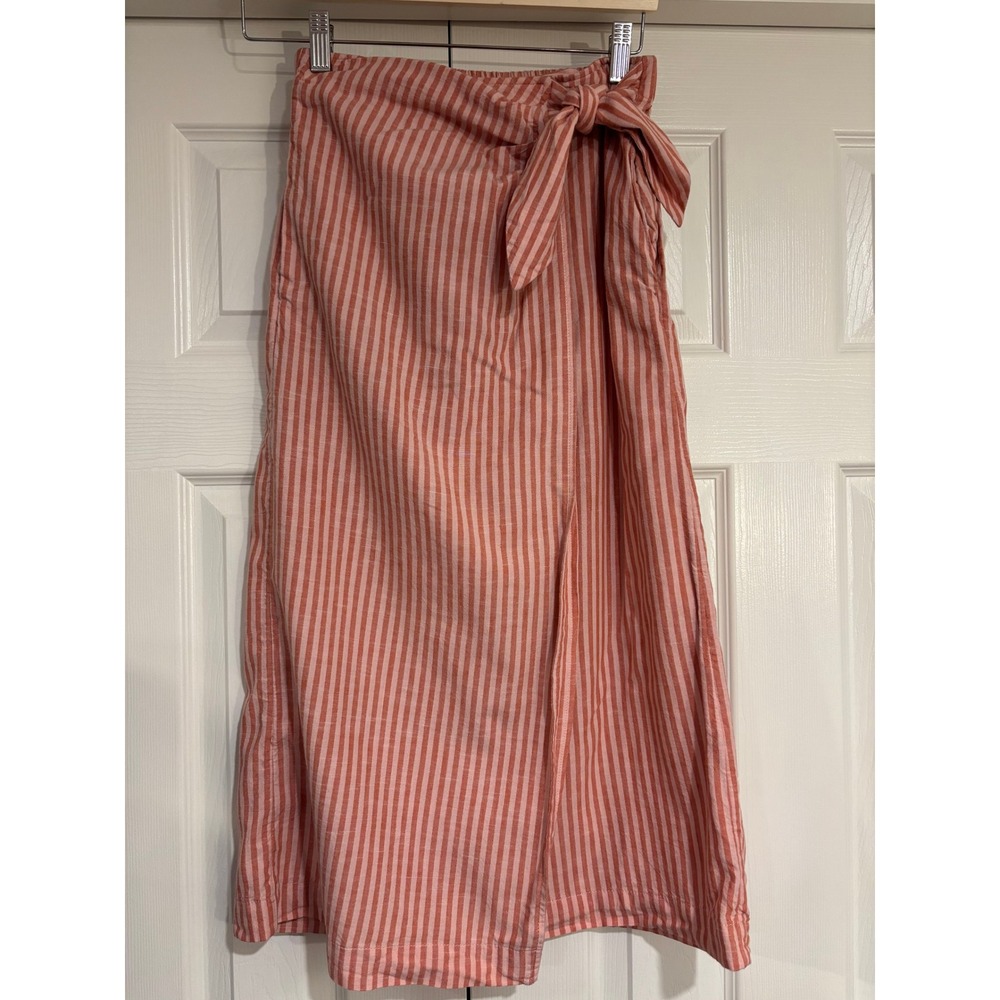 Pink Stripe Side Tie Wrap Skirt Midi Women's XS Universal Thread